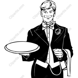 Dapper Waiter Serving Platter