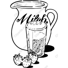 Milk Jug and Strawberries Hand-Drawn