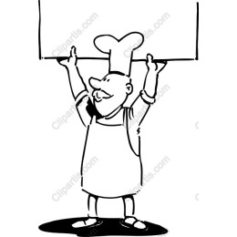 Cheerful Chef Holding Sign изображение