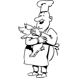 Cheerful Chef with Piglet