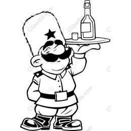 Cheerful Soldier Serving Bottle