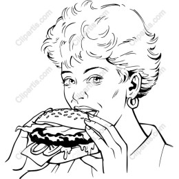 Cheerful Woman Enjoying Hamburger