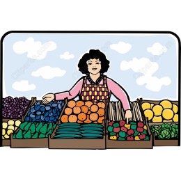 Cheerful Fruit and Vegetable Vendor