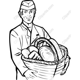 Cheerful Baker with Fresh Bread Basket