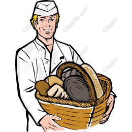 Cheerful Baker with Bread Basket