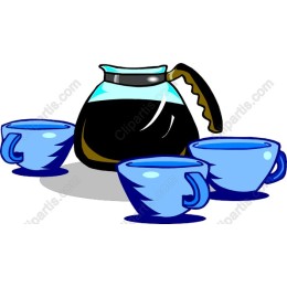 Charming Coffee Pot and Blue Cups