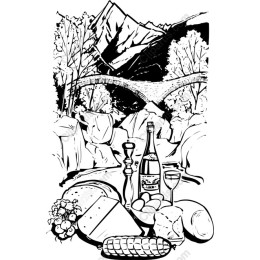 Outdoor Picnic Black-and-White