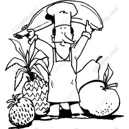 Cheerful Chef with Fresh Fruits