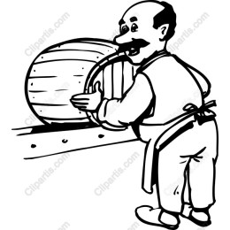 Vintage Vintner with Wooden Barrel