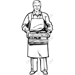Cheerful Man with Wooden Crate
