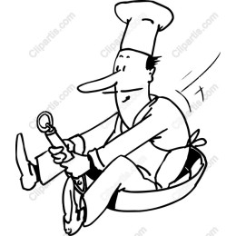 Whimsical Chef Riding Skillet