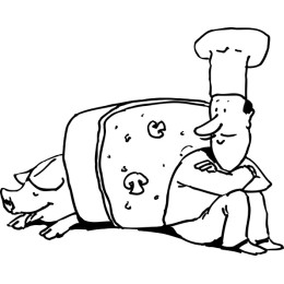 Whimsical Chef with Pig Sandwich
