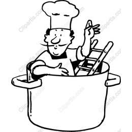 Cheerful Chef in Pot
