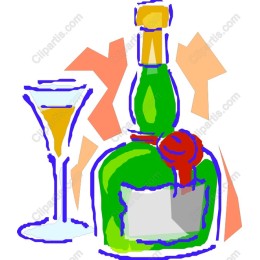 Elegant Green Bottle and Cocktail Glass