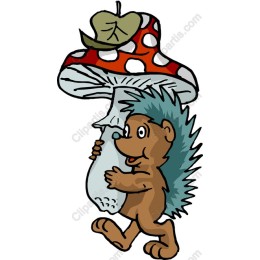 Whimsical Hedgehog with Red Mushroom