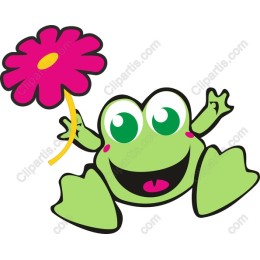 Cheerful Frog with Flower