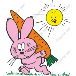 Cheerful Pink Rabbit with Carrot