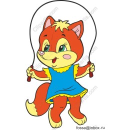 Cheerful Cartoon Fox Jumping Rope Character