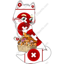 Whimsical Cat with Mushroom Basket