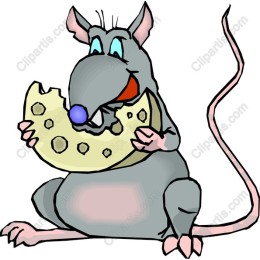 Cheerful Cartoon Rat Savoring Cheese
