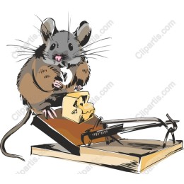 Charming Cartoon Mouse on Trap
