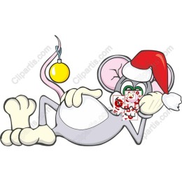 Festive Cartoon Mouse in Santa Hat