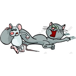 Whimsical Cat and Mouse