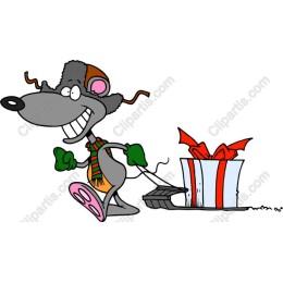 Cheerful Mouse with Sled