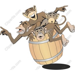 Playful Monkey Mischief in Barrel