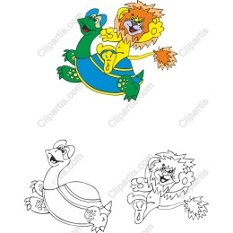 Happy Turtle and Lion Duo