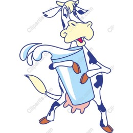 Delightful Cartoon Cow with Milk
