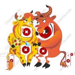 Whimsical Cow and Bull