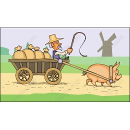 Whimsical Farmer and Pig