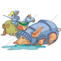 Whimsical Knight and Armored Pig