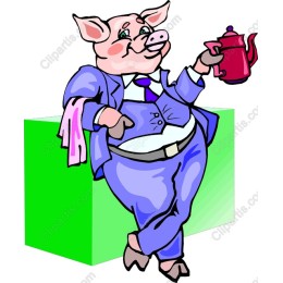 Dapper Pig with Teapot