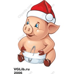 Adorable Christmas Piglet in Santa Hat