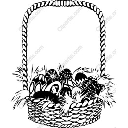 Easter Basket with Colorful Eggs