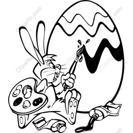 Bunny Artist Painting Easter Egg
