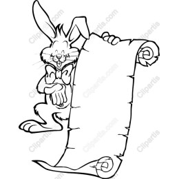 Cartoon Rabbit with Scroll