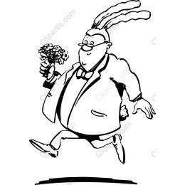 Cheerful Leaping Character with Flowers