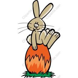 Easter Bunny Sitting on Egg