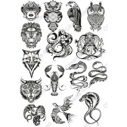 Intricate Animal Collection in Black and White