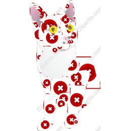 Playful Cat with Red Motifs