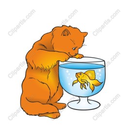 Playful Cat and Goldfishwork