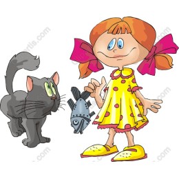 Whimsical Girl with Cat