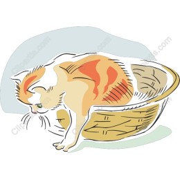 Cozy Cat in Wicker Basket