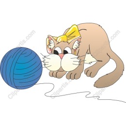 Playful Cat with Yarn Ball
