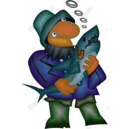 Quirky Fisherman with Shark