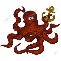 Whimsical Octopus with Anchor