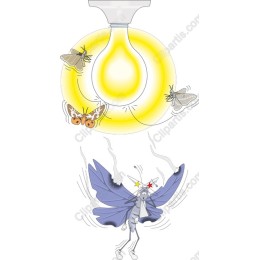 Whimsical Moth - Attracted to Light Bulb